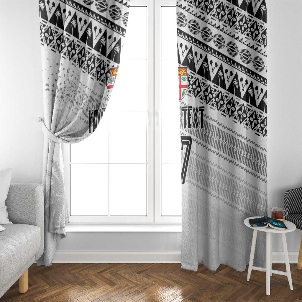 Fiji Rugby Custom Kaiviti Masi Window Curtain Black - Polynesian Pride