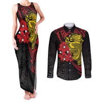 Papua New Guinea 49th Independence Day Couples Matching Tank Maxi Dress and Long Sleeve Button Shirt Motuan Revareva Bird-of-Paradise