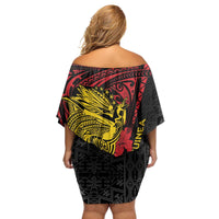 Papua New Guinea 49th Independence Day Family Matching Off Shoulder Short Dress and Hawaiian Shirt Motuan Revareva Bird-of-Paradise