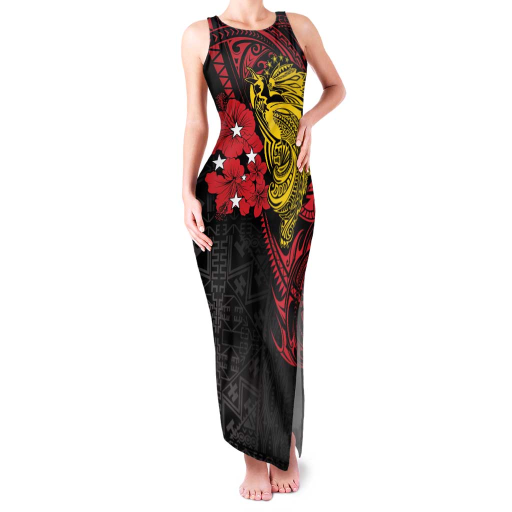 Papua New Guinea 49th Independence Day Family Matching Tank Maxi Dress and Hawaiian Shirt Motuan Revareva Bird-of-Paradise