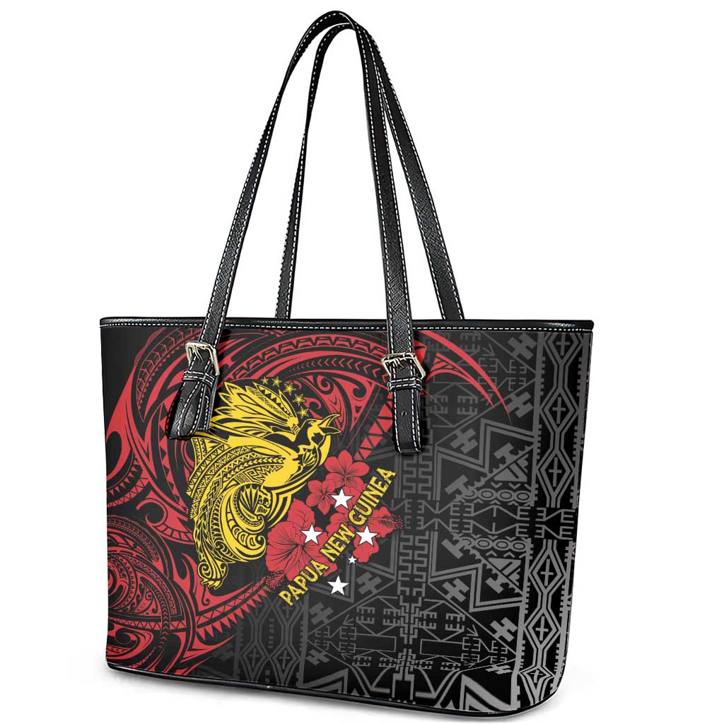 Papua New Guinea 49th Independence Day Leather Tote Bag Motuan Revareva Bird-of-Paradise