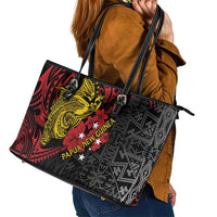 Papua New Guinea 49th Independence Day Leather Tote Bag Motuan Revareva Bird-of-Paradise