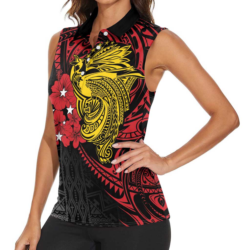 Papua New Guinea 49th Independence Day Women Sleeveless Polo Shirt Motuan Revareva Bird-of-Paradise