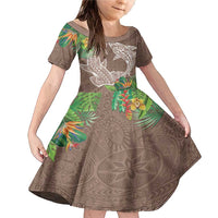 Polynesia Family Matching Mermaid Dress and Hawaiian Shirt Sharks Duo Tropical Brown