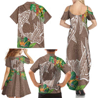 Polynesia Family Matching Summer Maxi Dress and Hawaiian Shirt Sharks Duo Tropical Brown