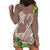 Polynesia Hoodie Dress Sharks Duo Tropical Brown