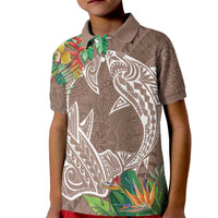 Polynesia Kid Polo Shirt Sharks Duo Tropical Brown