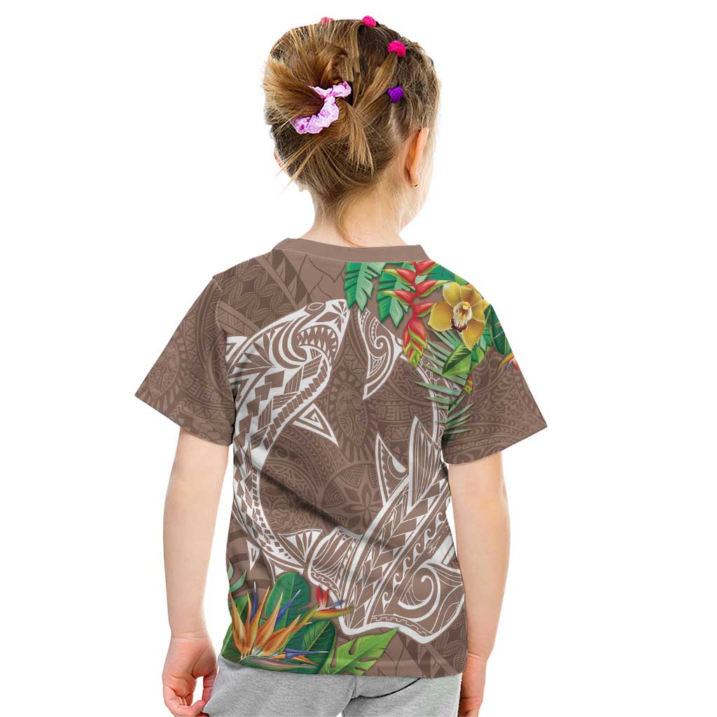 Polynesia Kid T Shirt Sharks Duo Tropical Brown