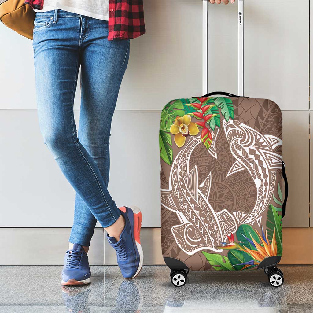 Polynesia Luggage Cover Sharks Duo Tropical Brown