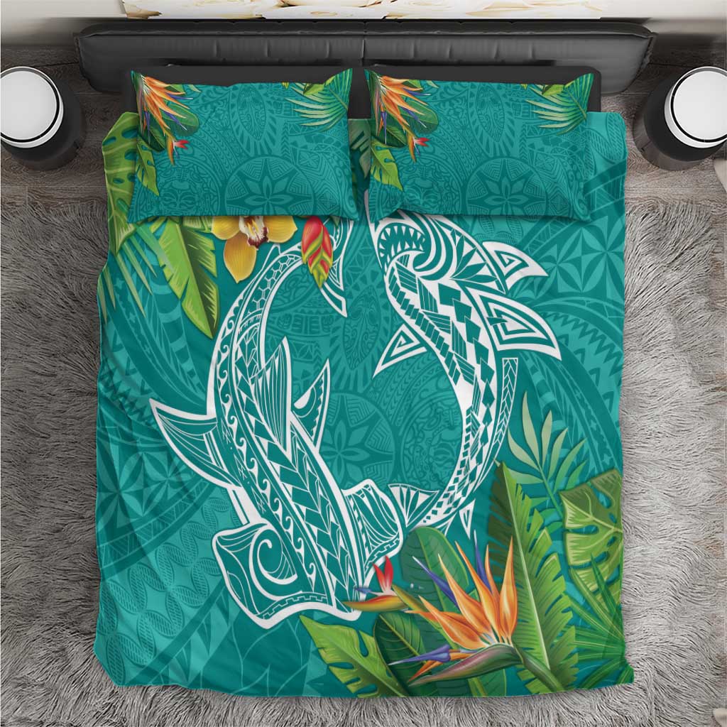 Polynesia Bedding Set Sharks Duo Tropical Teal