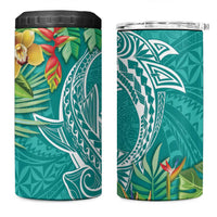 Polynesia 4 in 1 Can Cooler Tumbler Sharks Duo Tropical Teal