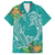 Polynesia Family Matching Long Sleeve Bodycon Dress and Hawaiian Shirt Sharks Duo Tropical Teal