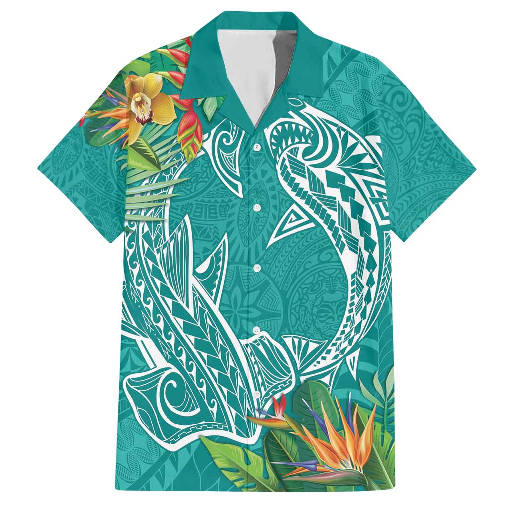 Polynesia Hawaiian Shirt Sharks Duo Tropical Teal