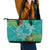 Polynesia Leather Tote Bag Sharks Duo Tropical Teal