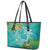 Polynesia Leather Tote Bag Sharks Duo Tropical Teal