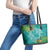 Polynesia Leather Tote Bag Sharks Duo Tropical Teal