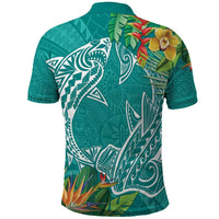 Polynesia Polo Shirt Sharks Duo Tropical Teal