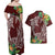 Polynesia Couples Matching Off Shoulder Maxi Dress and Hawaiian Shirt Sharks Duo Tropical Oxblood