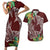 Polynesia Couples Matching Short Sleeve Bodycon Dress and Hawaiian Shirt Sharks Duo Tropical Oxblood