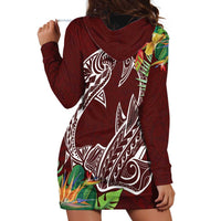 Polynesia Hoodie Dress Sharks Duo Tropical Oxblood