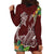 Polynesia Hoodie Dress Sharks Duo Tropical Oxblood