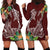 Polynesia Hoodie Dress Sharks Duo Tropical Oxblood