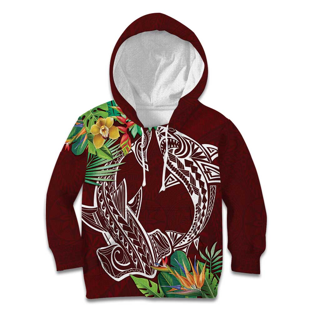 Polynesia Kid Hoodie Sharks Duo Tropical Oxblood