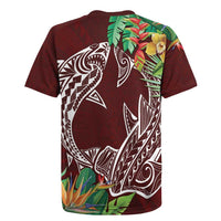 Polynesia Rugby Jersey Sharks Duo Tropical Oxblood