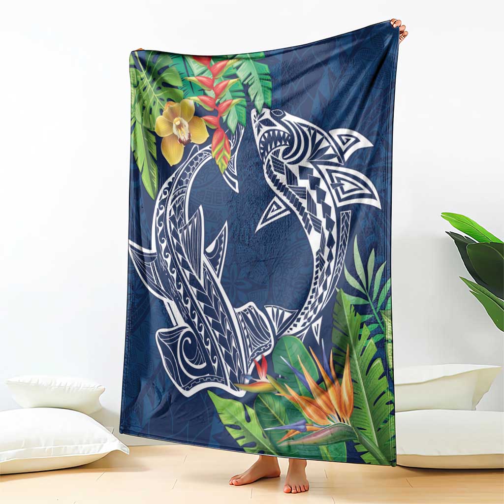 Polynesia Blanket Sharks Duo Tropical Navy