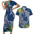 Polynesia Couples Matching Short Sleeve Bodycon Dress and Hawaiian Shirt Sharks Duo Tropical Navy