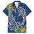 Polynesia Family Matching Off The Shoulder Long Sleeve Dress and Hawaiian Shirt Sharks Duo Tropical Navy