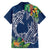 Polynesia Family Matching Off The Shoulder Long Sleeve Dress and Hawaiian Shirt Sharks Duo Tropical Navy