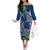 Polynesia Family Matching Off The Shoulder Long Sleeve Dress and Hawaiian Shirt Sharks Duo Tropical Navy