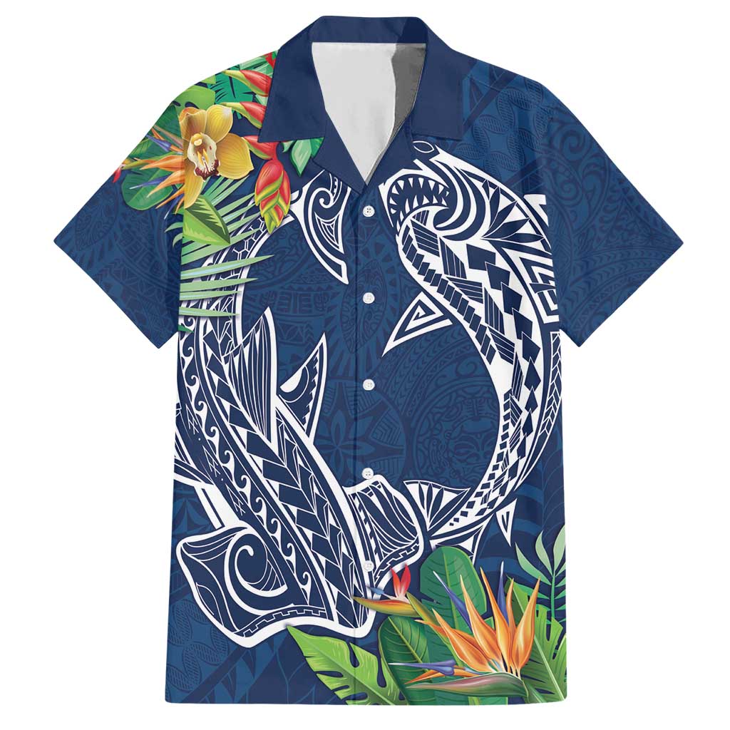 Polynesia Hawaiian Shirt Sharks Duo Tropical Navy