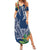 Polynesia Summer Maxi Dress Sharks Duo Tropical Navy