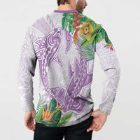 Polynesia Button Sweatshirt Sharks Duo Tropical Lavender