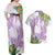 Polynesia Couples Matching Off Shoulder Maxi Dress and Hawaiian Shirt Sharks Duo Tropical Lavender