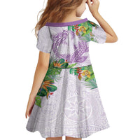 Polynesia Family Matching Short Sleeve Bodycon Dress and Hawaiian Shirt Sharks Duo Tropical Lavender