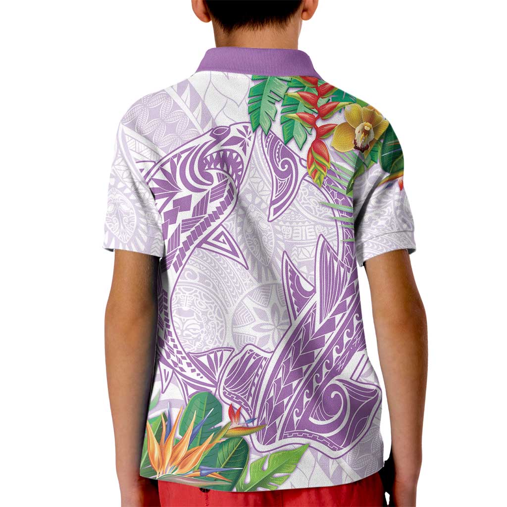 Polynesia Kid Polo Shirt Sharks Duo Tropical Lavender