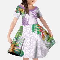 Polynesia Kid Short Sleeve Dress Sharks Duo Tropical Lavender