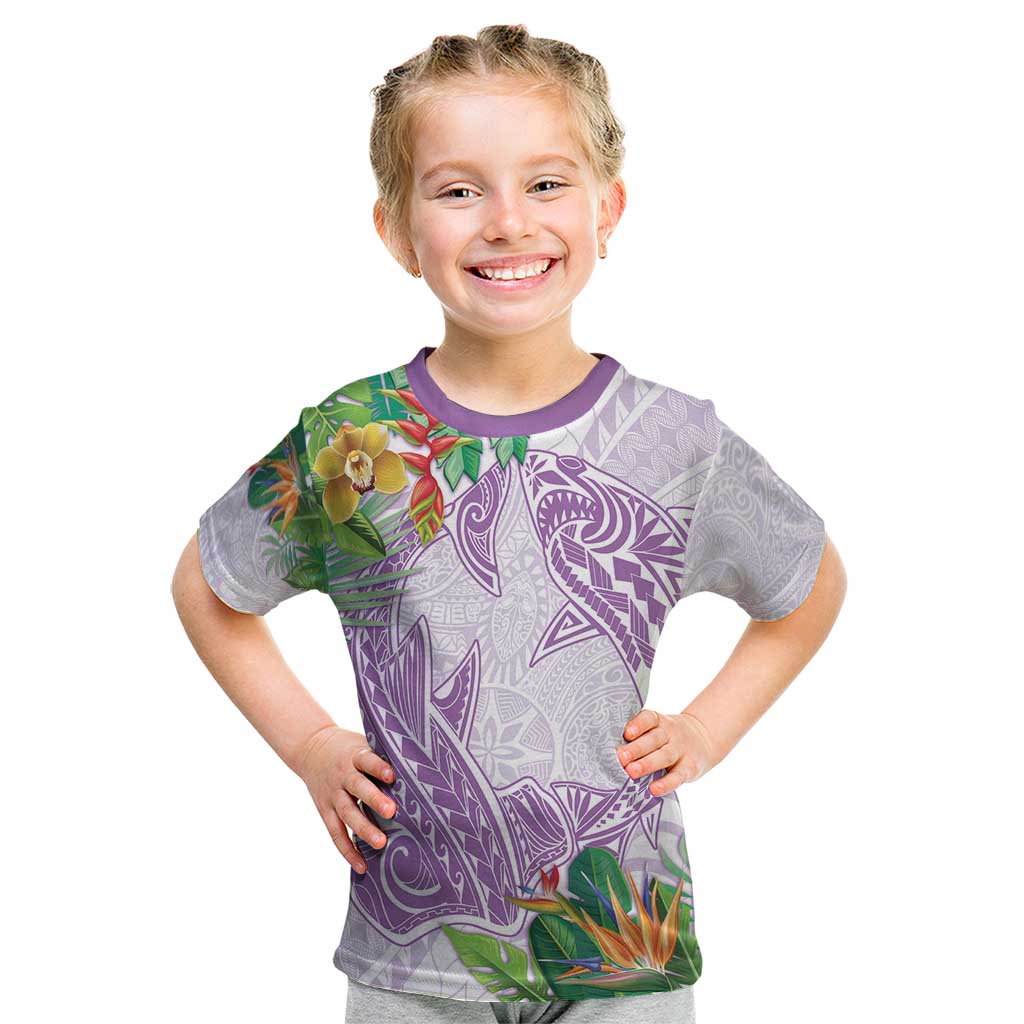 Polynesia Kid T Shirt Sharks Duo Tropical Lavender