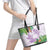 Polynesia Leather Tote Bag Sharks Duo Tropical Lavender