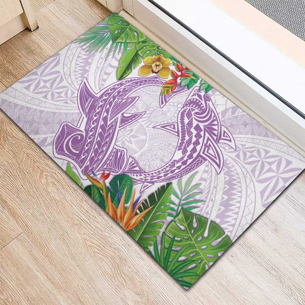 Polynesia Rubber Doormat Sharks Duo Tropical Lavender