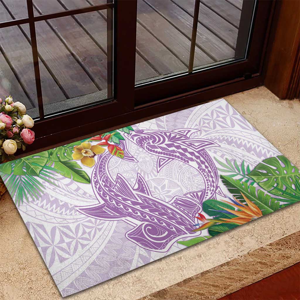Polynesia Rubber Doormat Sharks Duo Tropical Lavender