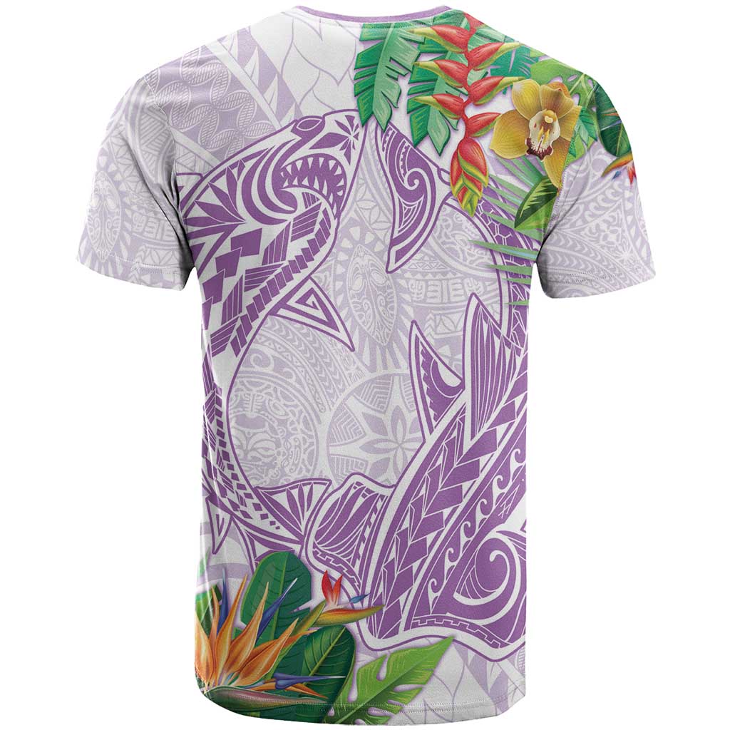 Polynesia T Shirt Sharks Duo Tropical Lavender