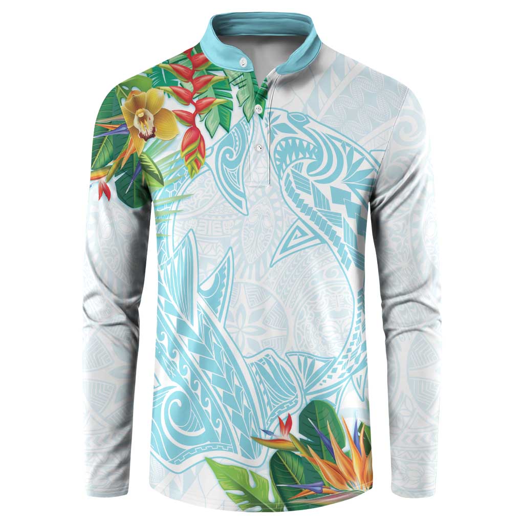 Polynesia Button Sweatshirt Sharks Duo Tropical Turquoise