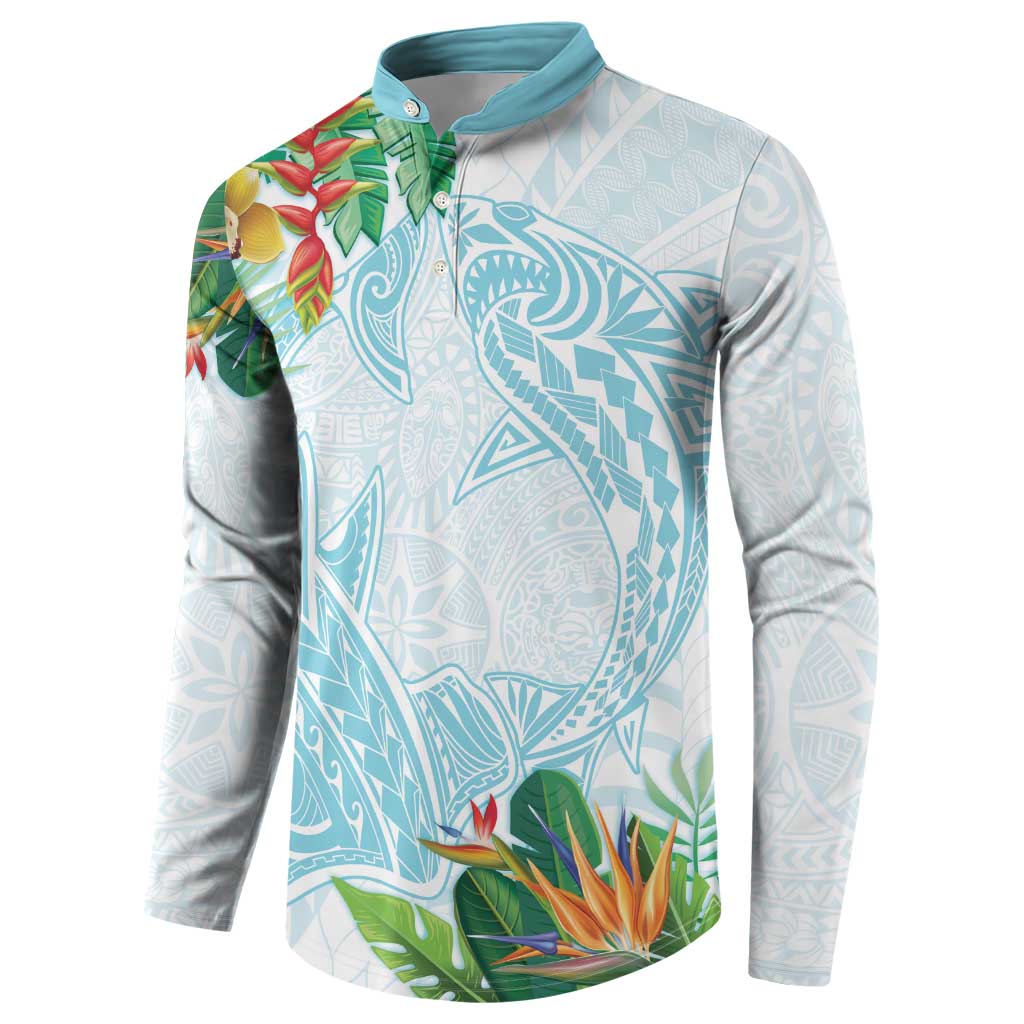 Polynesia Button Sweatshirt Sharks Duo Tropical Turquoise