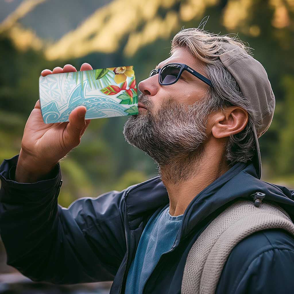 Polynesia 4 in 1 Can Cooler Tumbler Sharks Duo Tropical Turquoise