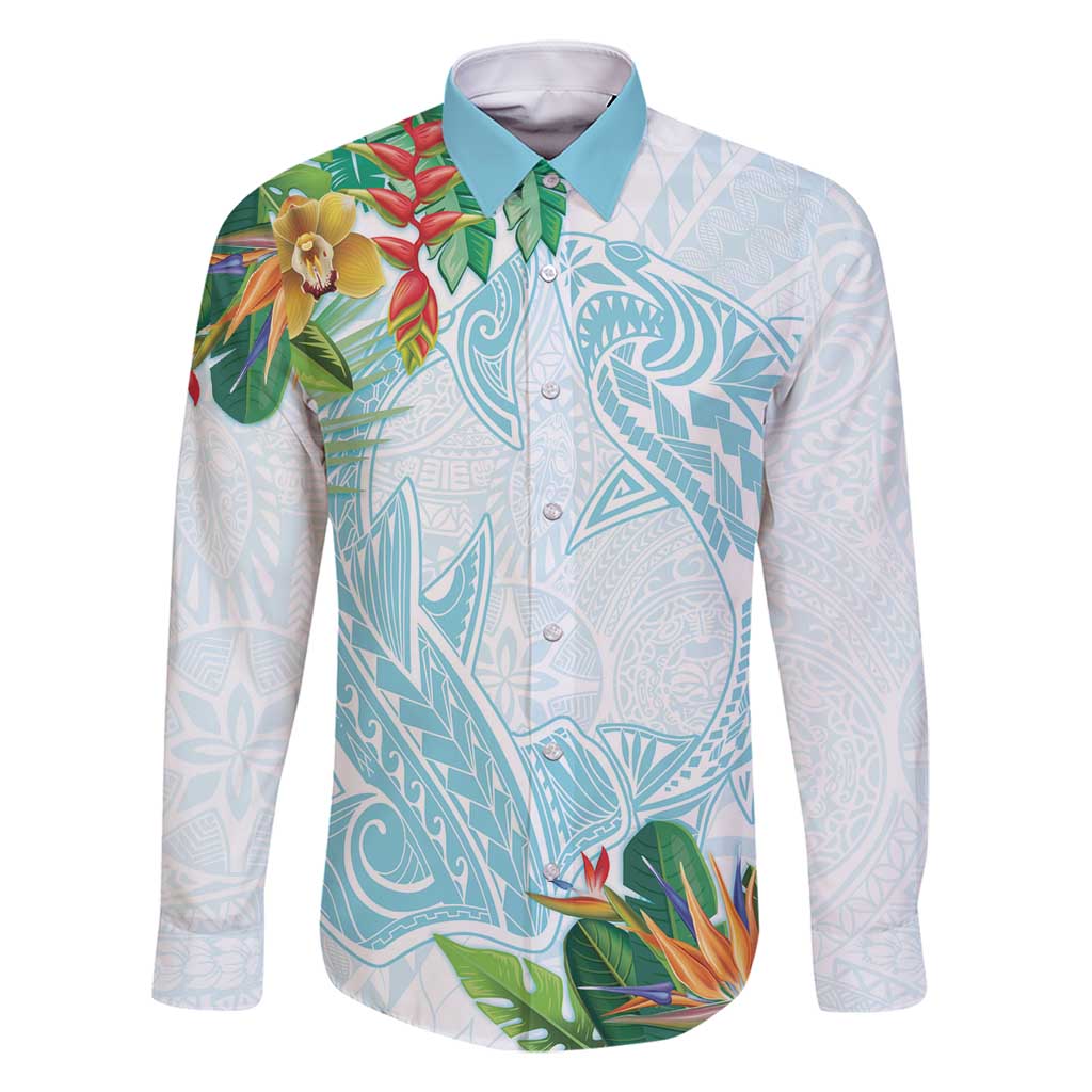Polynesia Family Matching Mermaid Dress and Hawaiian Shirt Sharks Duo Tropical Turquoise