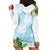 Polynesia Hoodie Dress Sharks Duo Tropical Turquoise